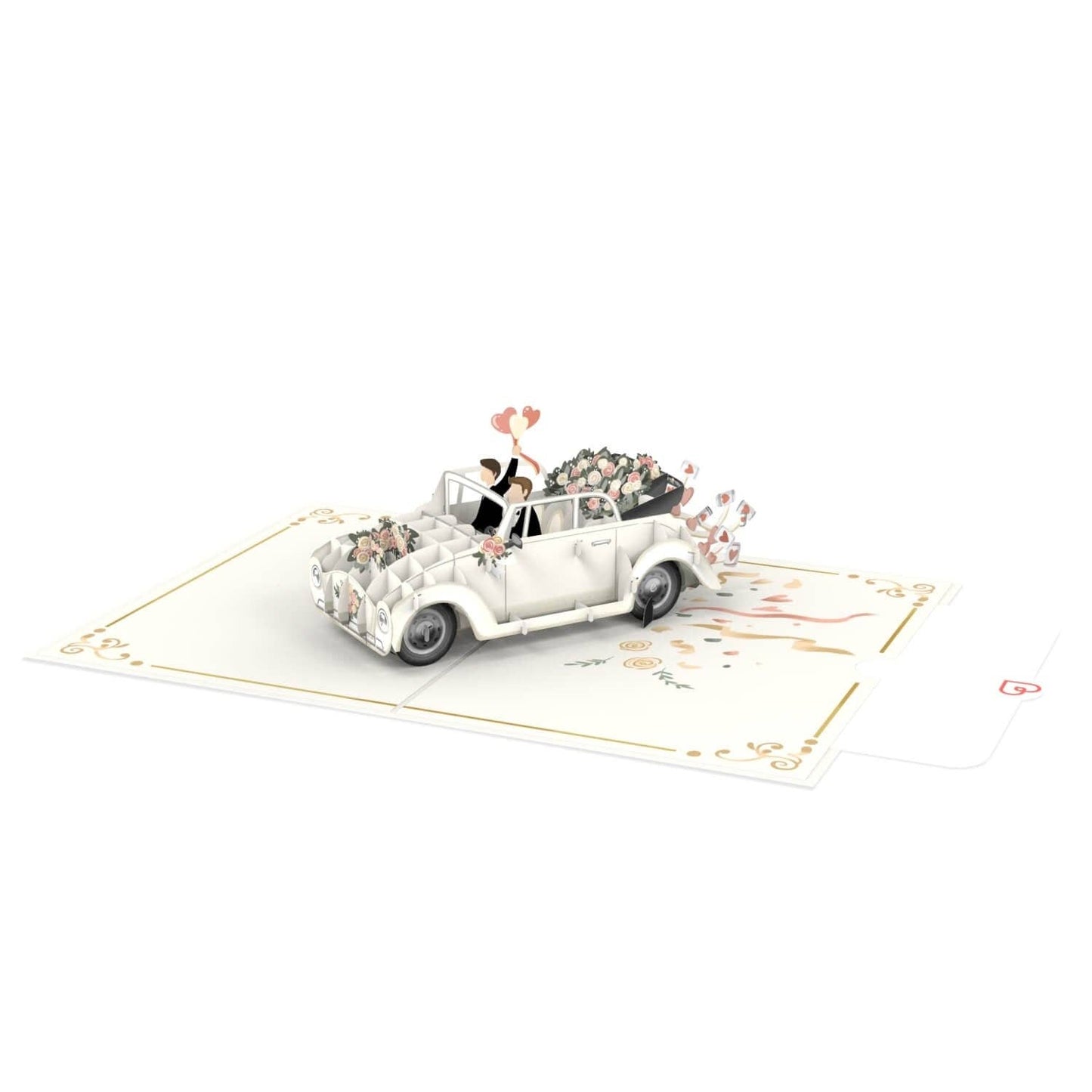 Wedding car with gay couple pop up card