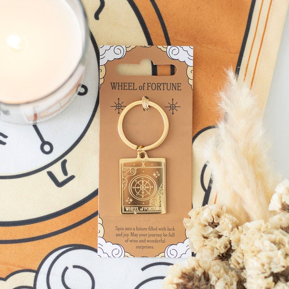 The Wheel of Fortune Vintage Tarot Card Keyring