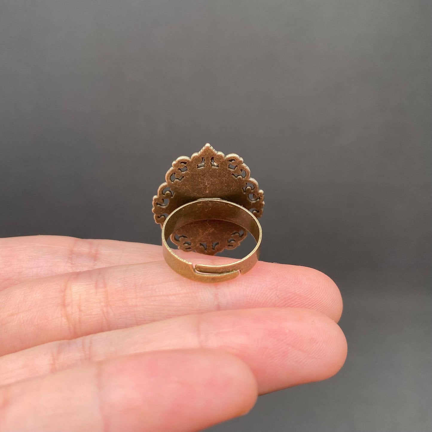 Vintage Dried Flowers Adjustable Ring