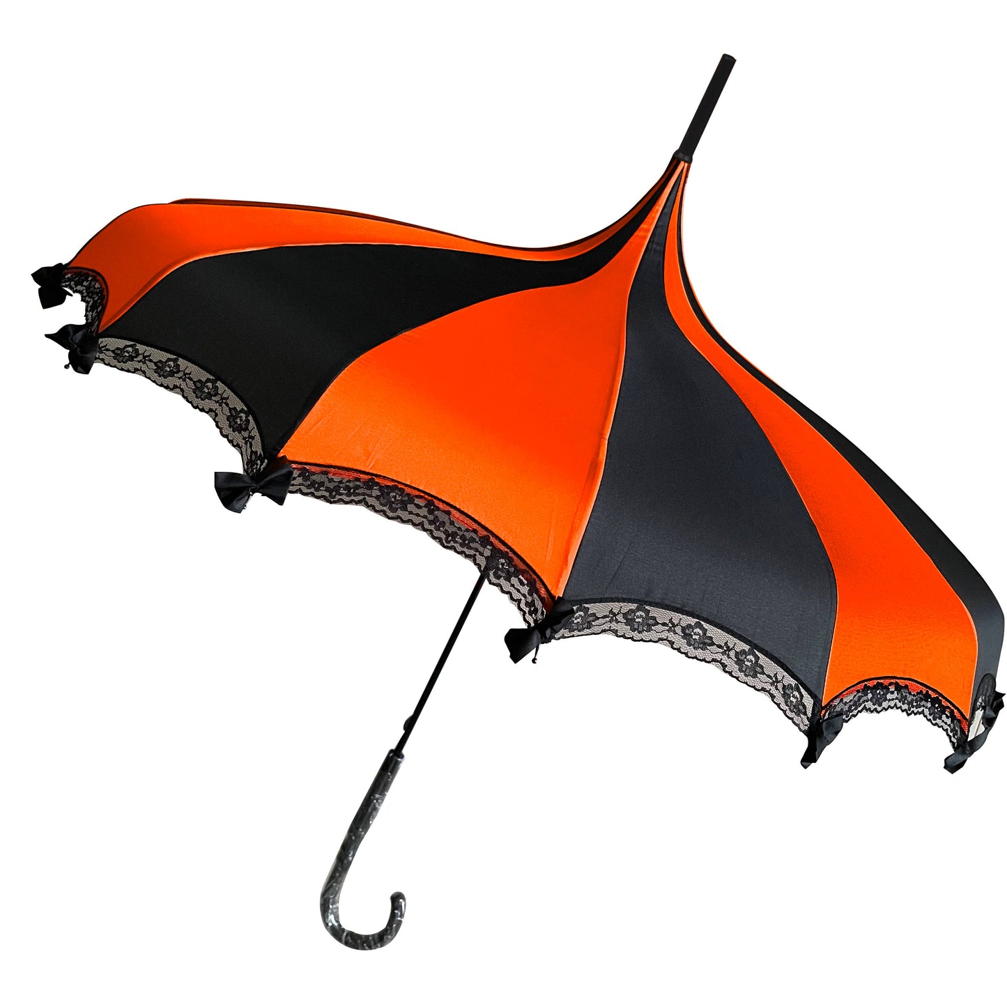 Boutique pagoda umbrella with lace and bows: Black