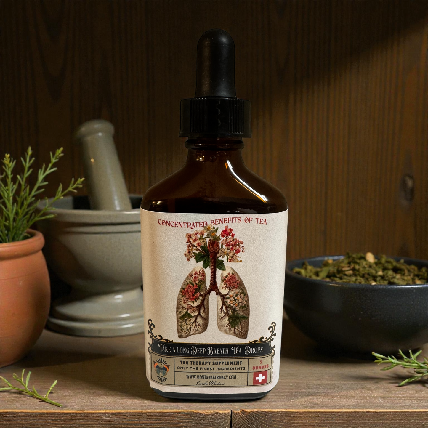 Take a long Deep Breath  Herbal Tea elixir Wellness Drops