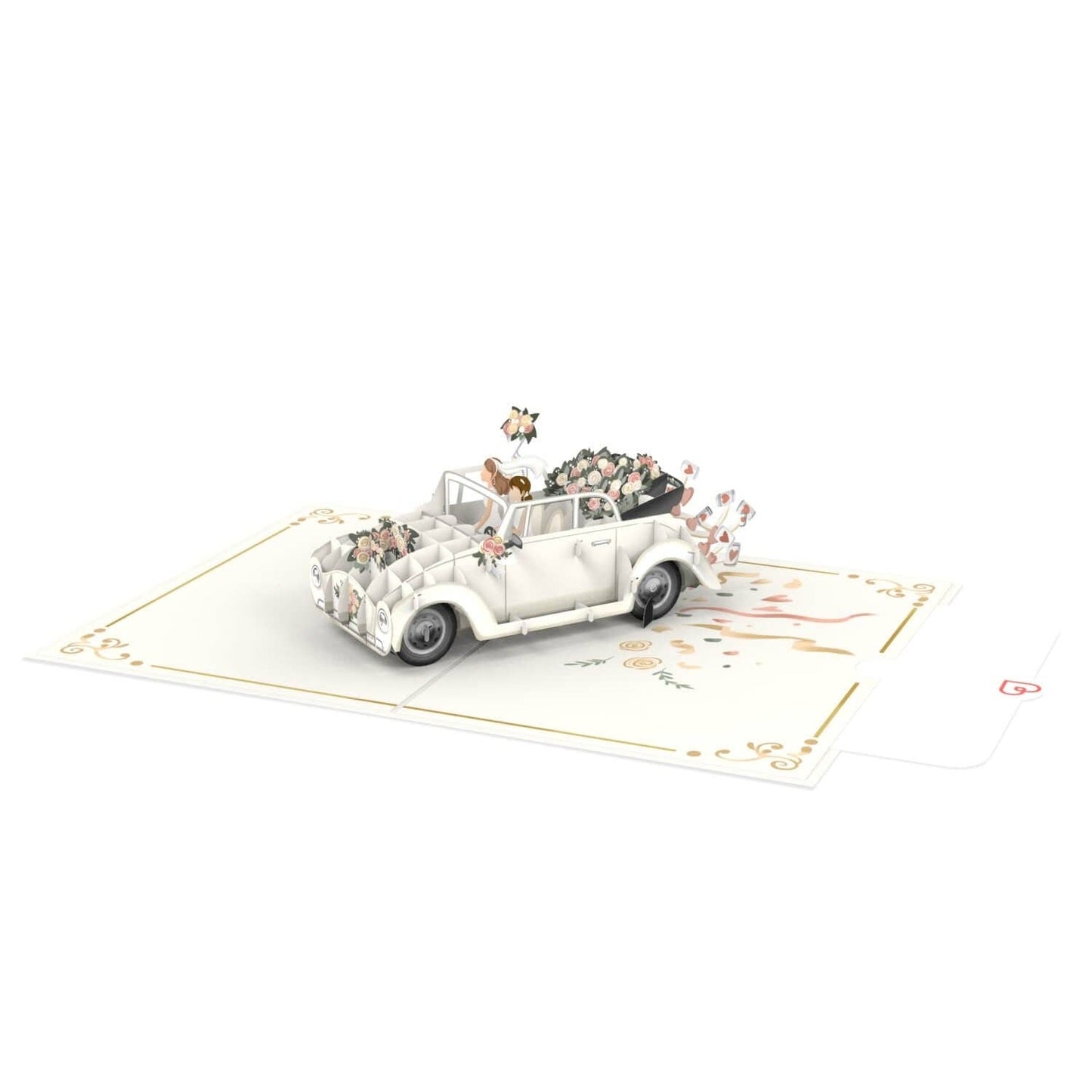 Wedding car with lesbian newlyweds pop-up card