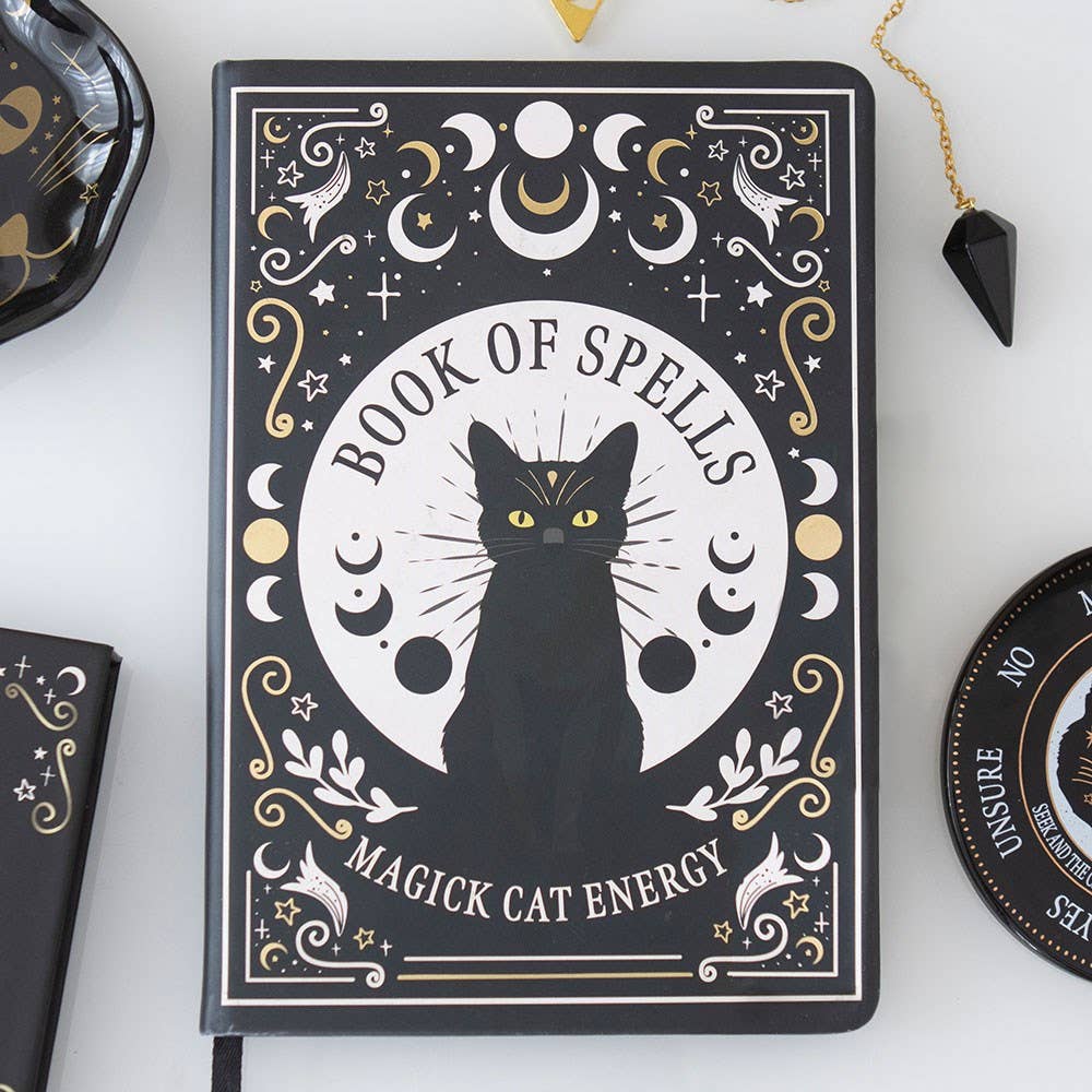 Black Cat Magic Book of Spells A5 Notebook with Pen