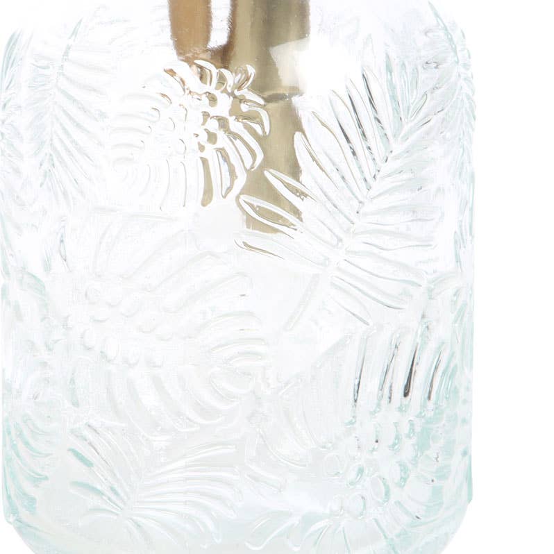 Glas-Pflanzensprüher mit großem Blätterdruck