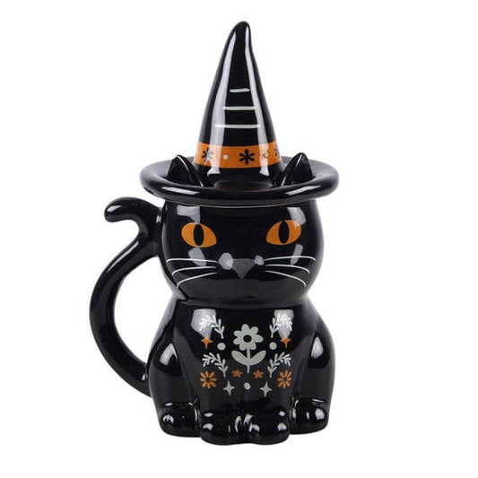 Frightful Folk Black Cat Lidded Mug