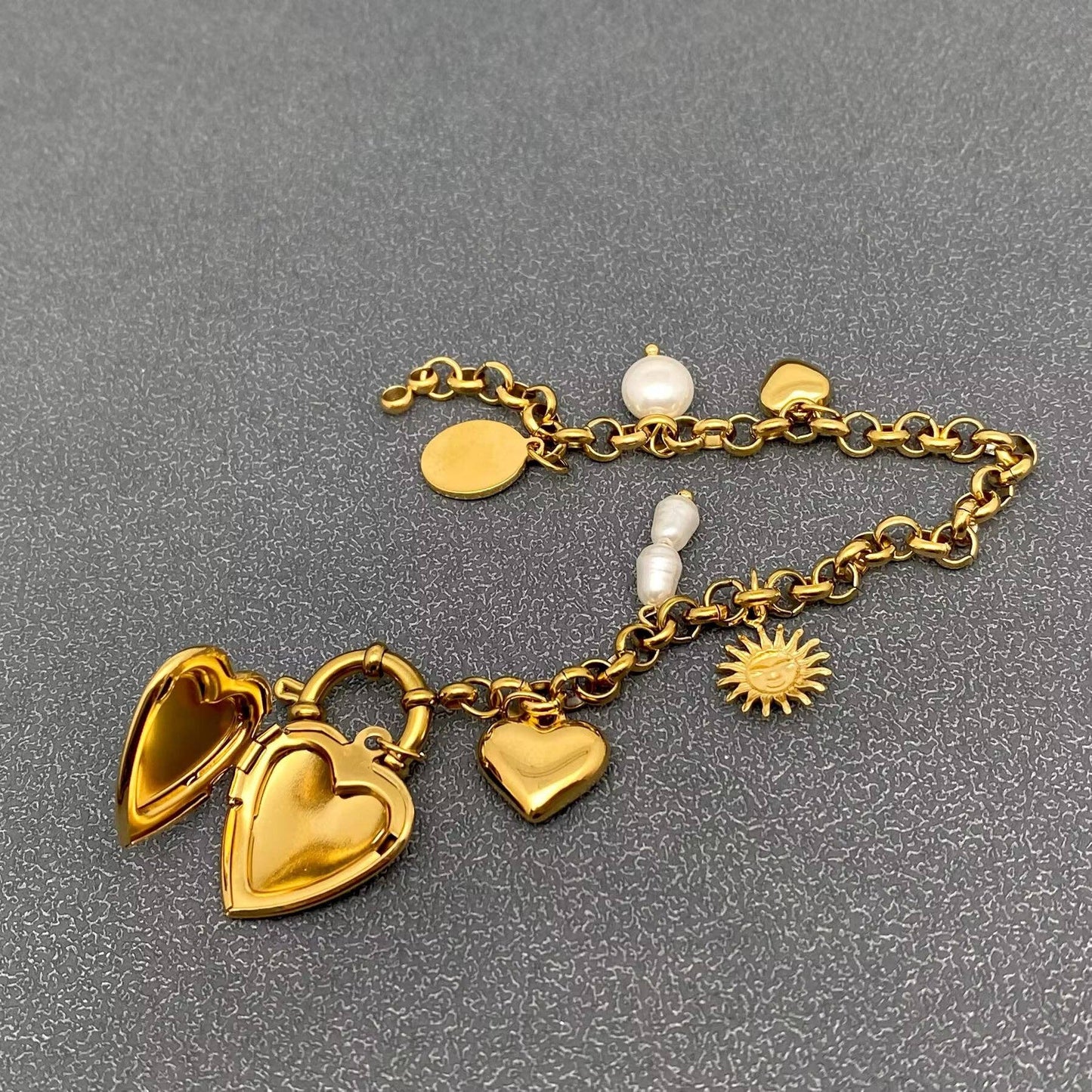 Heart Locket Bracelet 18K Gold Plated S.Steel