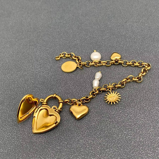 Heart Locket Bracelet 18K Gold Plated S.Steel