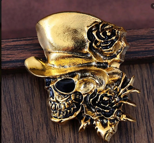 Vintage Gold Skull Brooch