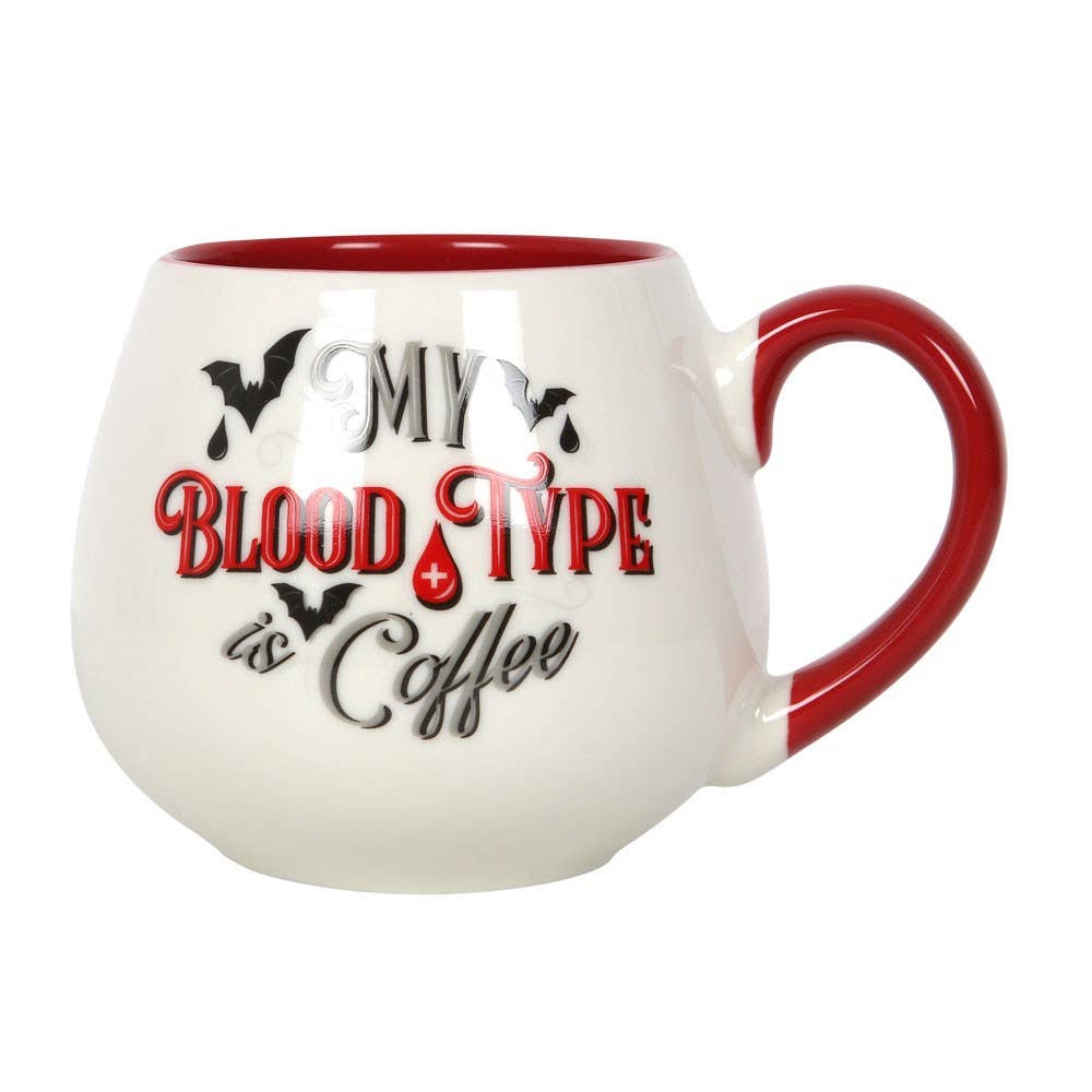 My Blood Type is Coffee Gothic Vampire Rounded Halloween Mug