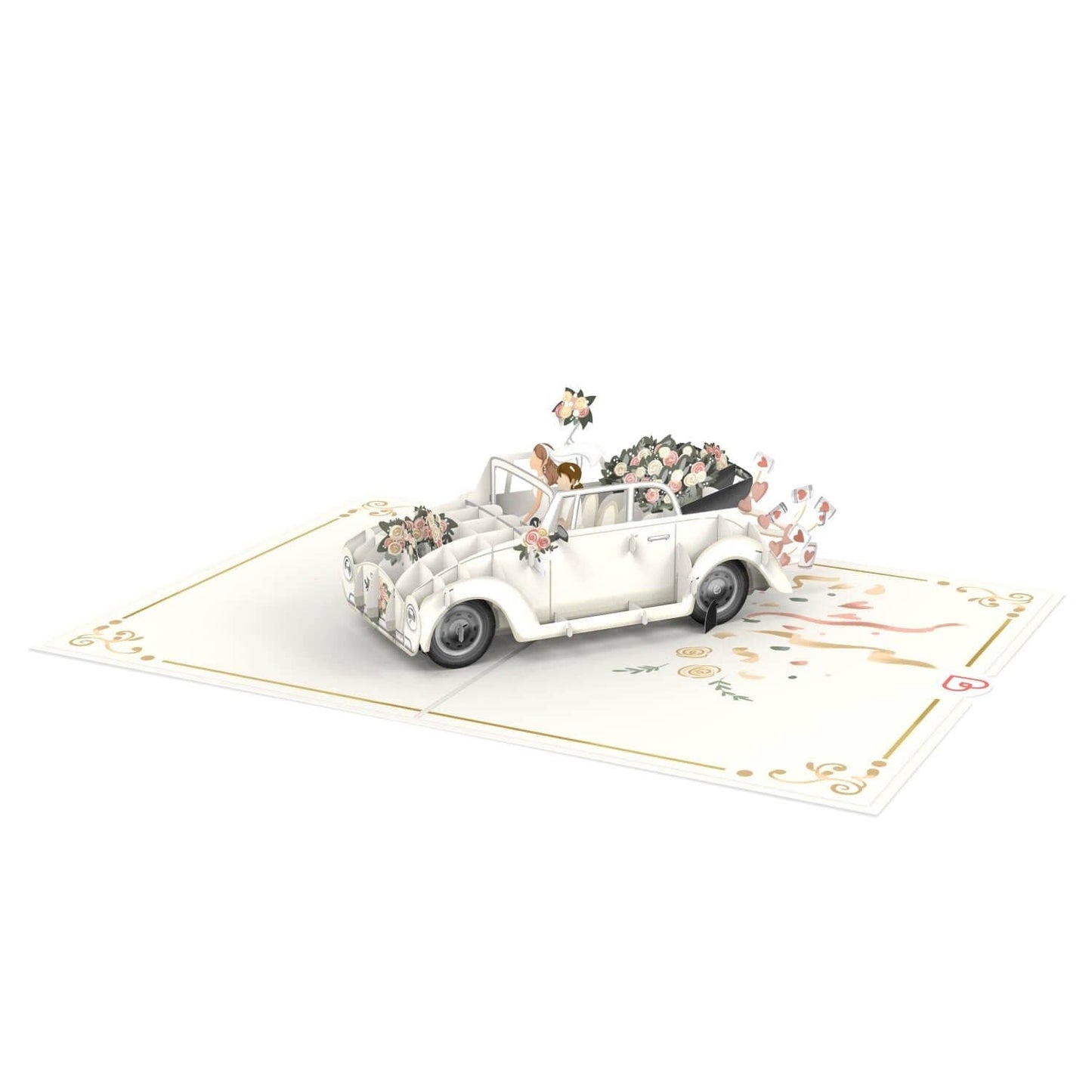 Wedding car with lesbian newlyweds pop-up card