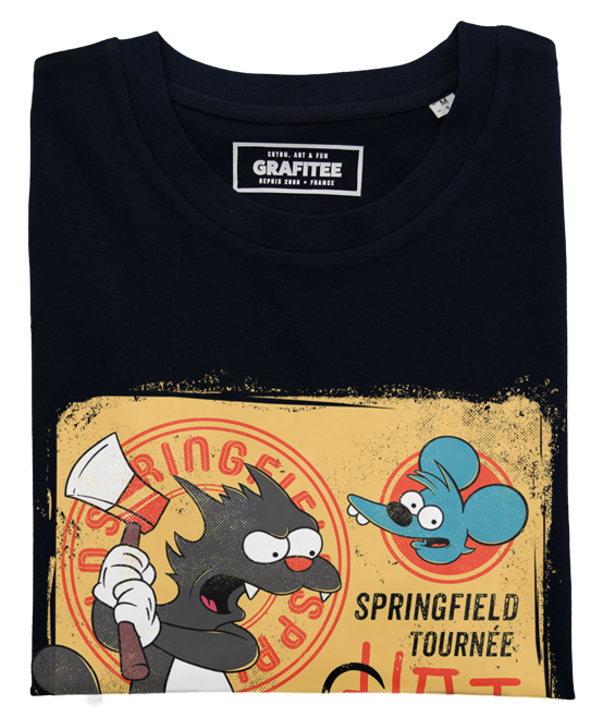 Itchy & Scratchy T-shirt - Paris Black Cat Vintage T-Shirt: Black / Organic, Plastic-free, Vegan / XL
