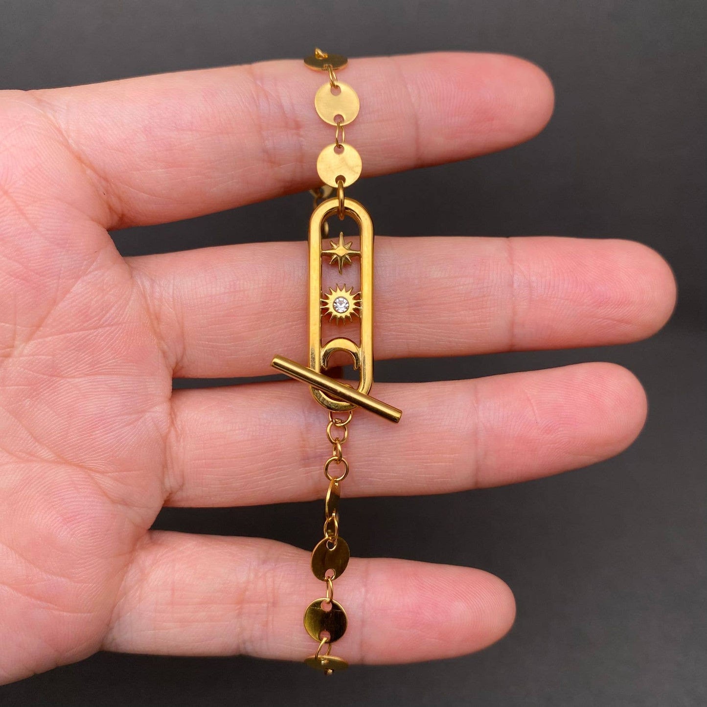 Sun Moon Star Petit 18K Gold Plated S. Steel Bracelet