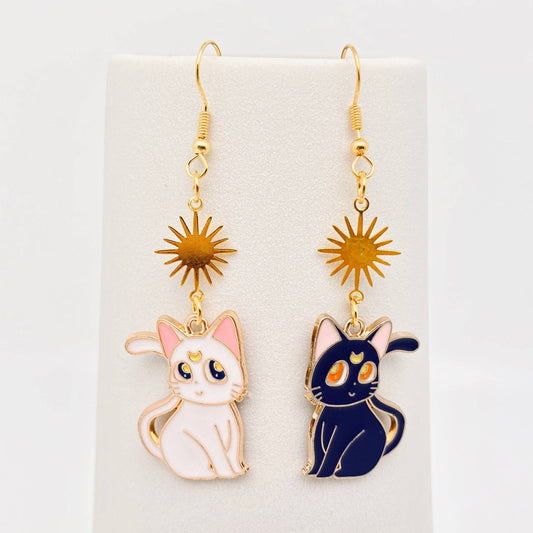 Cartoon Moon Cat Earrings - MS