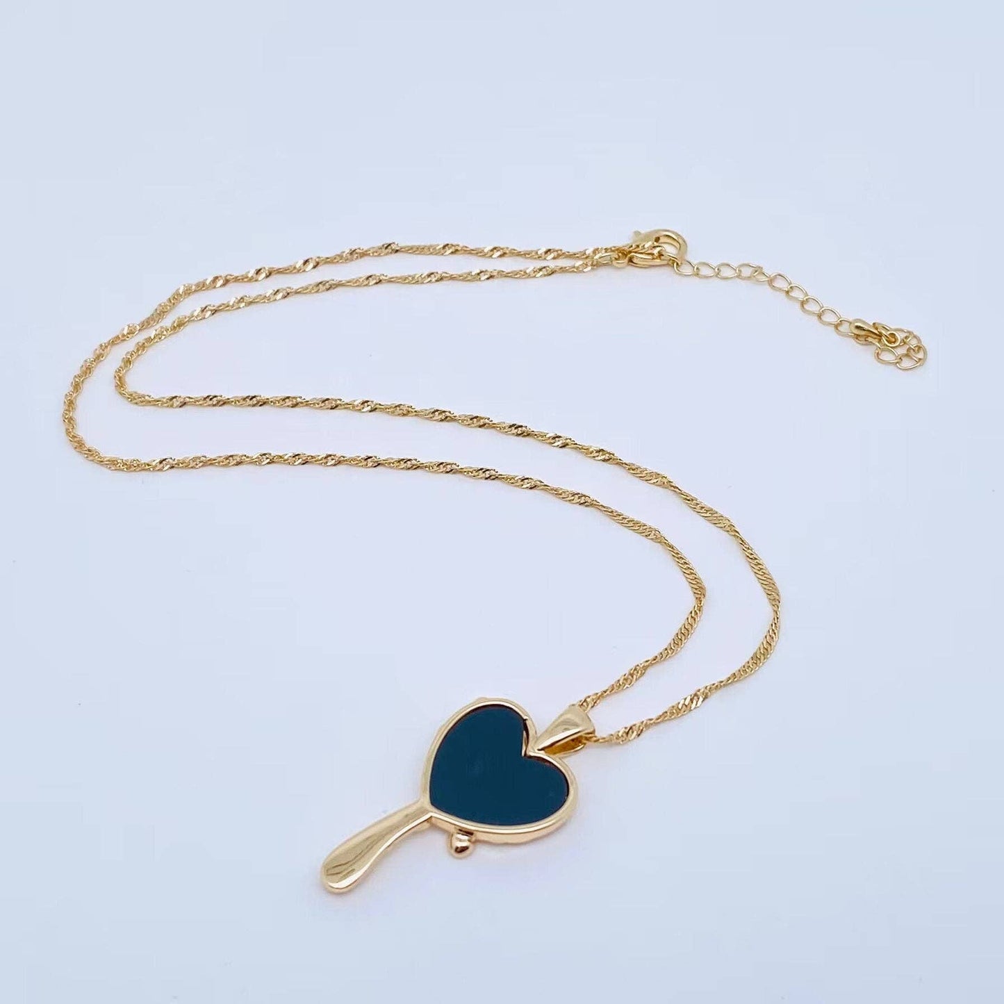 Enamel Gold Plated Dopamine Cute Mirror Pendant Necklace