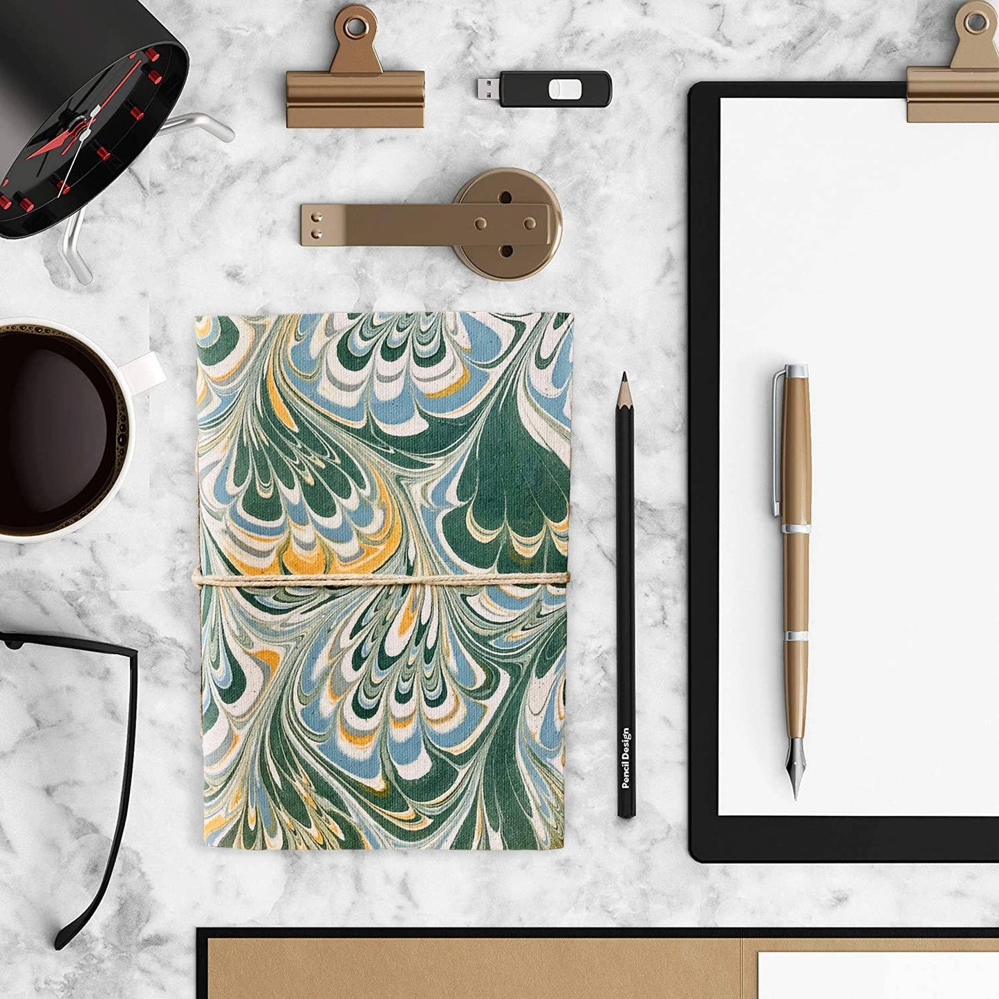 Hardcover Journal Diary Notebook with Marble Print Bahi