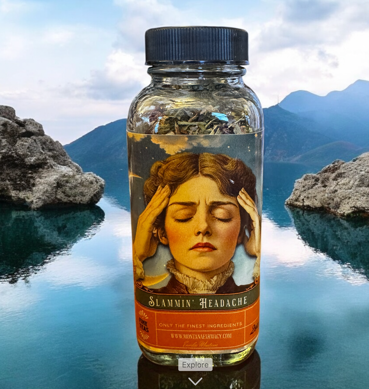 Slammin' Headache Loose Leaf Tea glass jar supports head pai