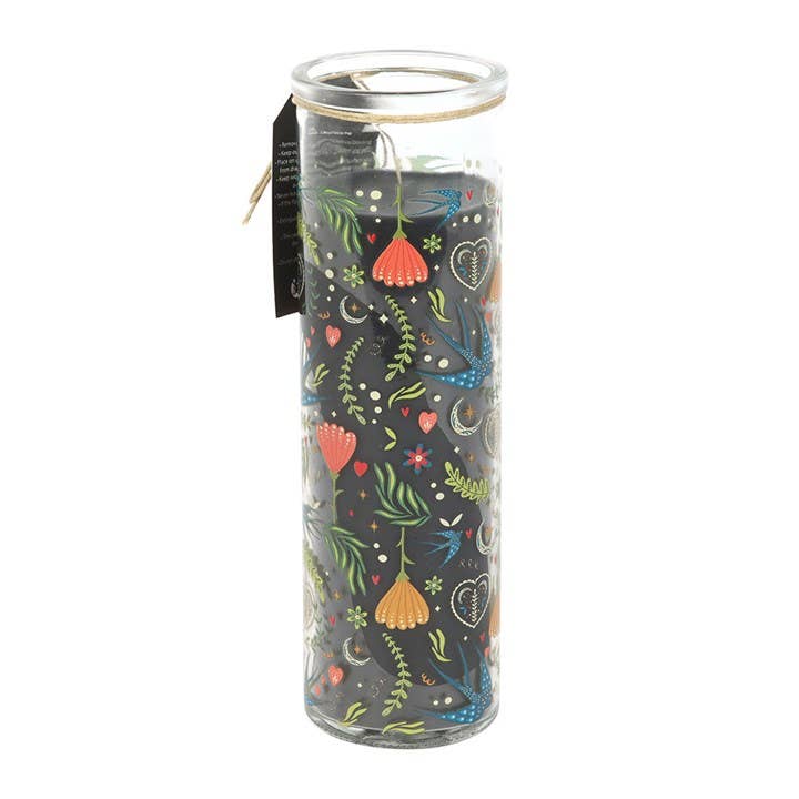 Midnight Bloom Folk Floral Print French Tulip Tube Candle