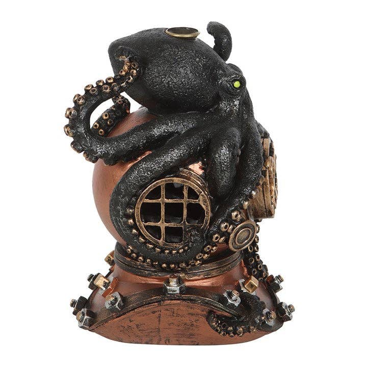 Steampunk Kraken on Diver's Helmet Backflow Incense Burner