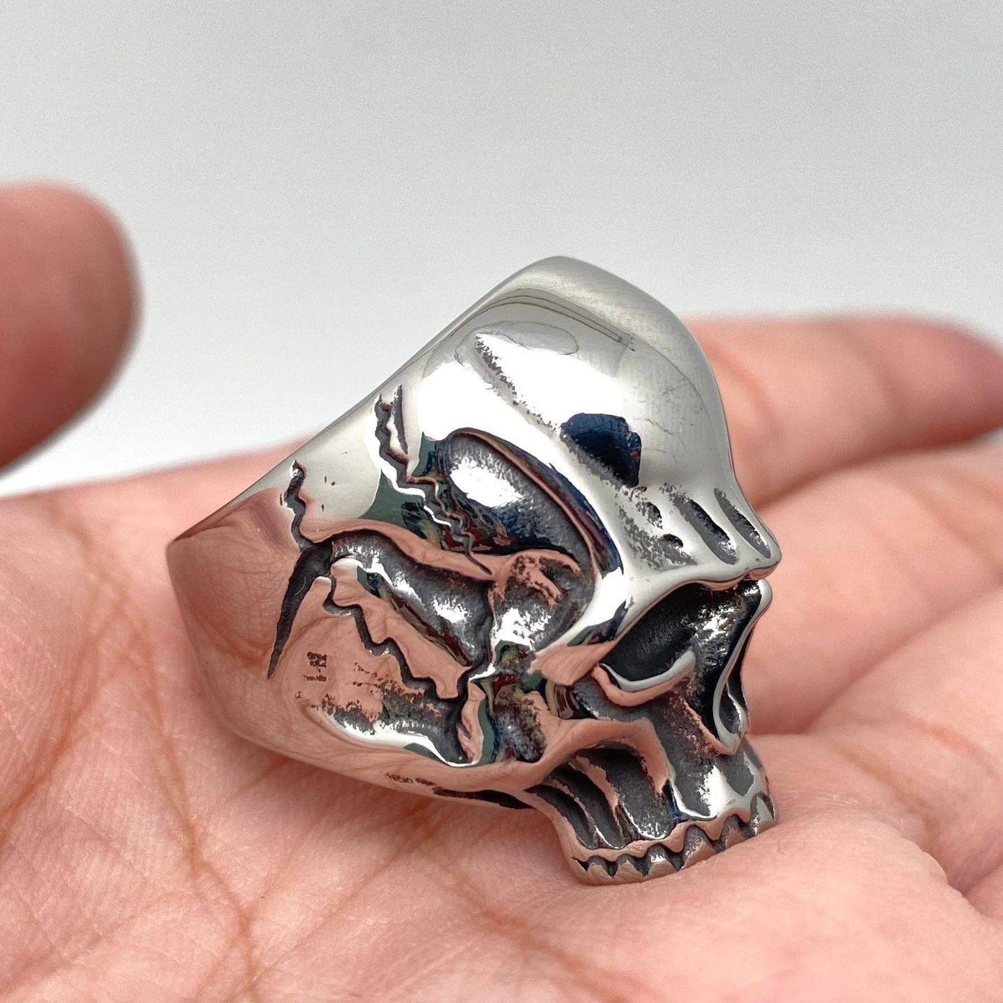 Biker Jewelry Stainless Steel Skull Ring - MJ/MR
