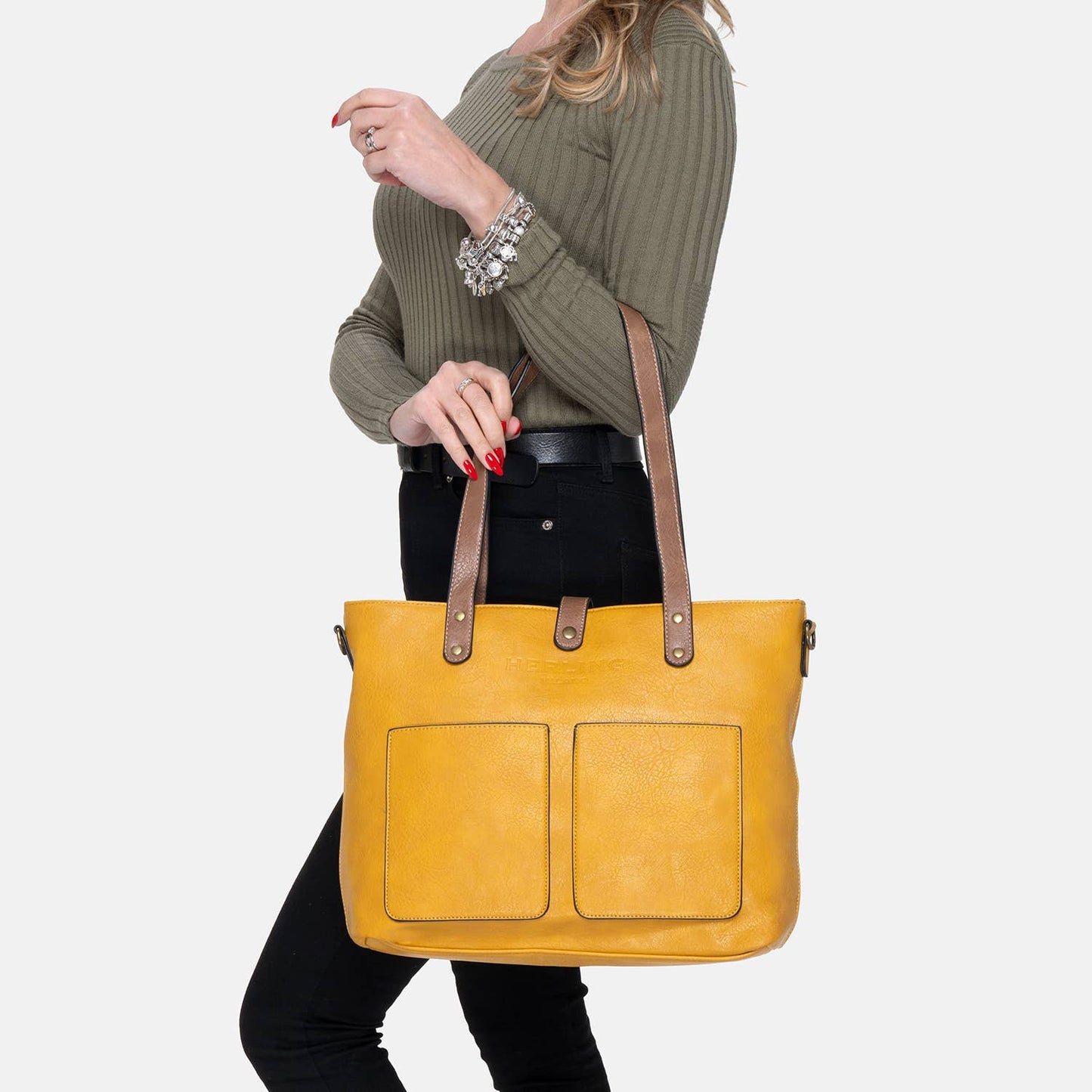 BERAUD - Women's shopper bag with shoulder strap: COFFEE BROWN