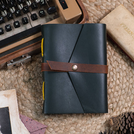 Leather journal diary with ruled craft pages: Lined