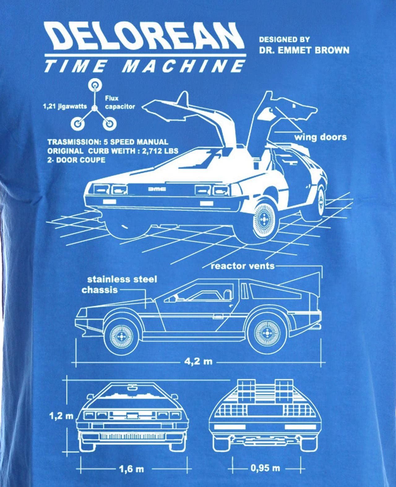 Back to the Future T-Shirt - Delorean Blueprint: Black / Man / L