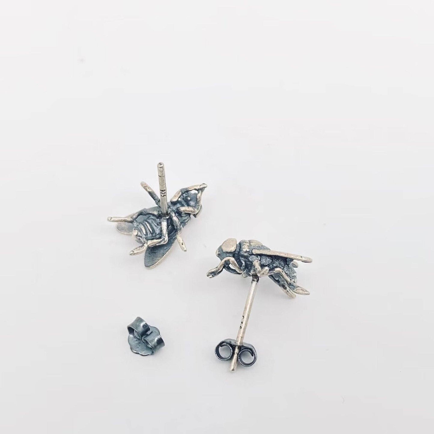 S925 Sterling Silver Fly Stud Earrings