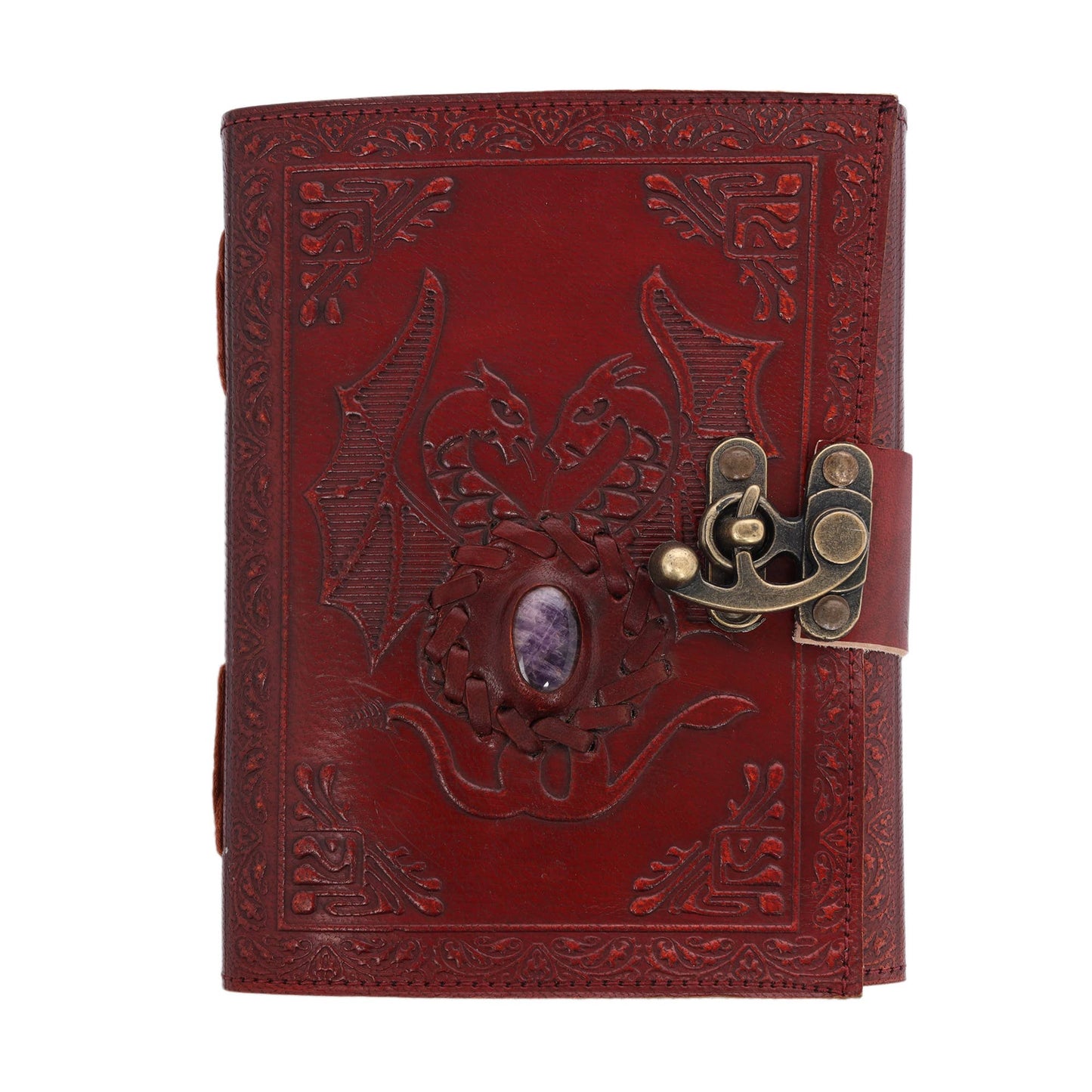 Leather Journal with Stone Dragon Embossed Travel Journal 