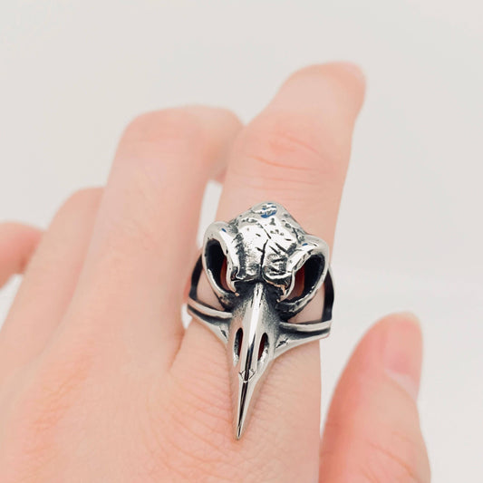 Viking Skull Crow Head Stainless Steel Ring - MJ/MR