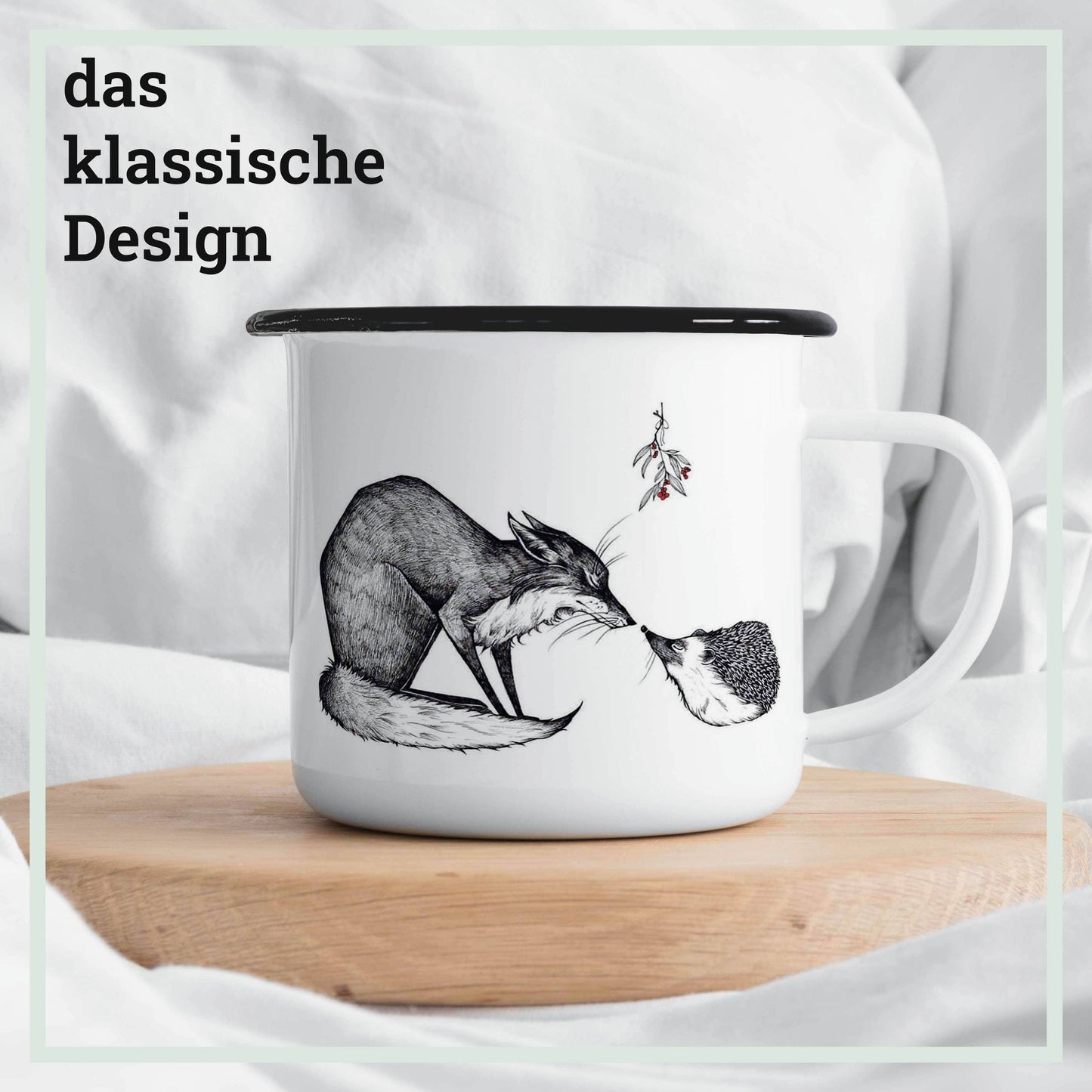 Enamel mug - fox & hedgehog: 300 ml