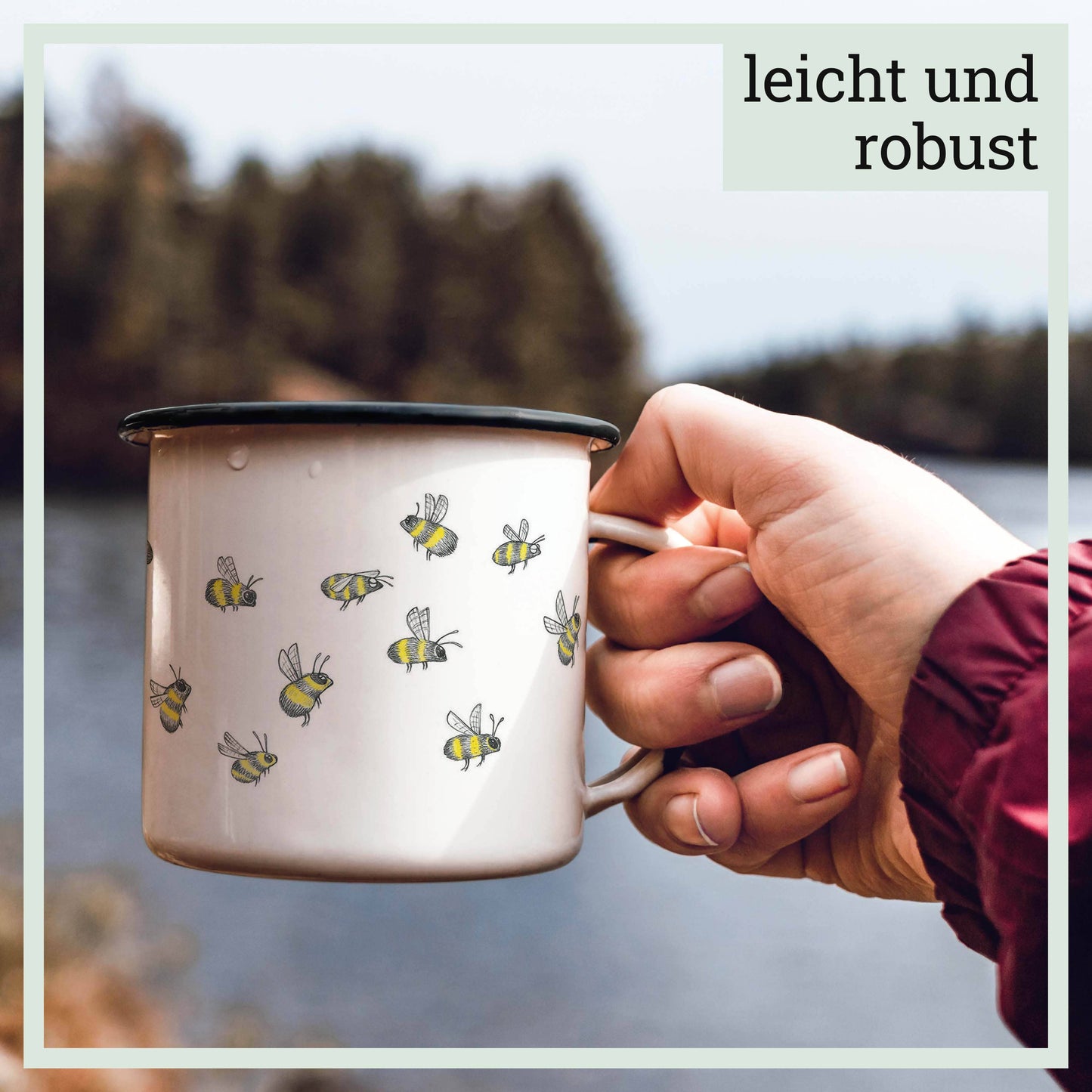 Enamel mug - bee swarm: 300 ml