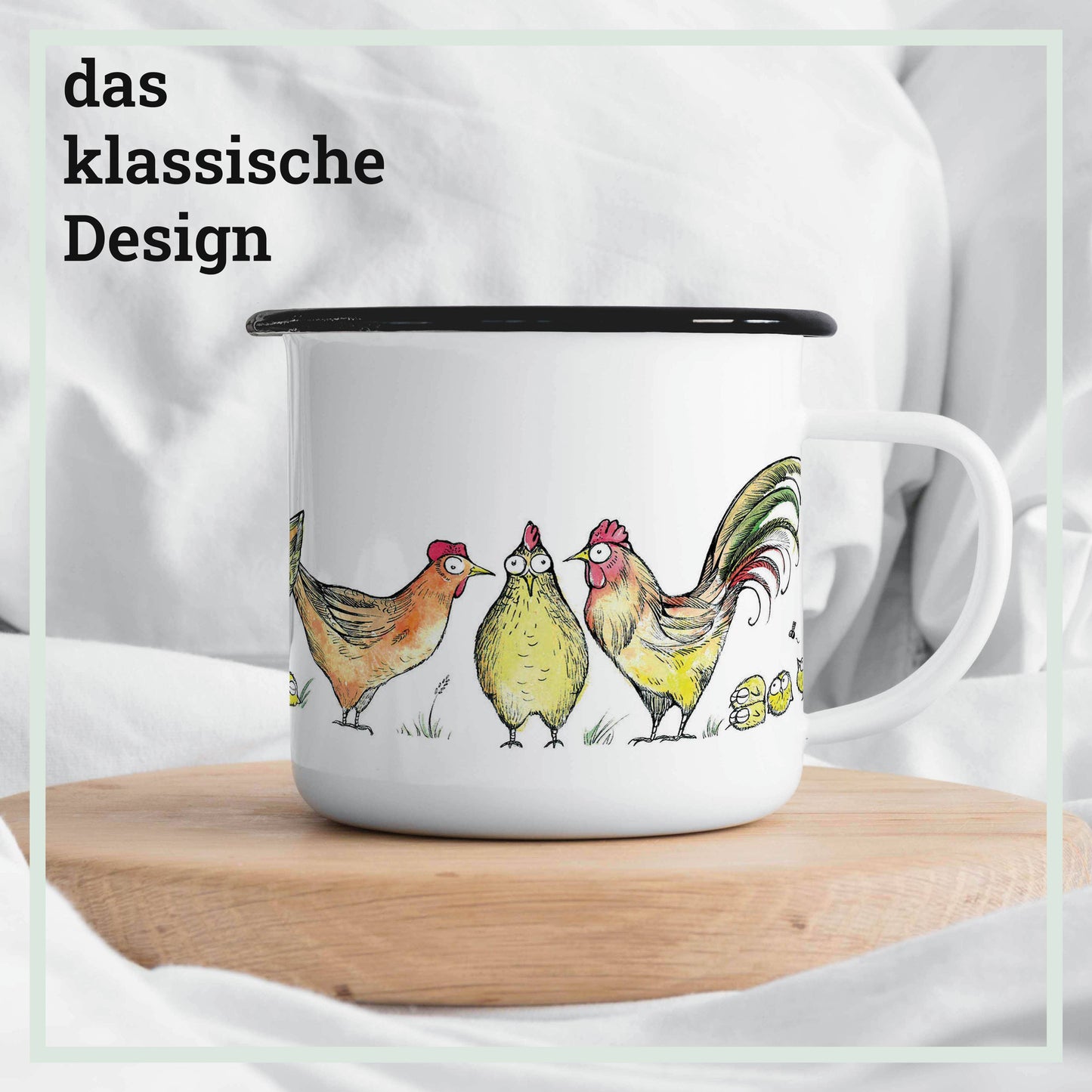 Enamel mug - fox in chicken fur: 300 ml