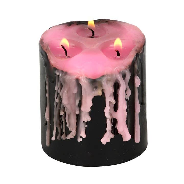 Small Pink Vampire Tears Gothic Bleeding Pillar Candle