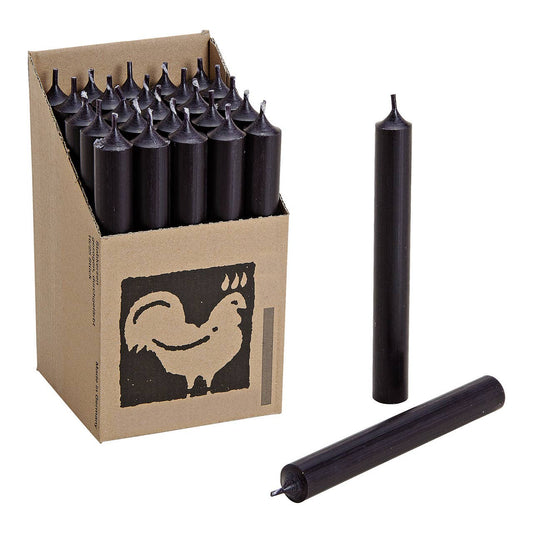 Taper candle black solid color Ø 2x18 cm burning time approx. 8 hours.