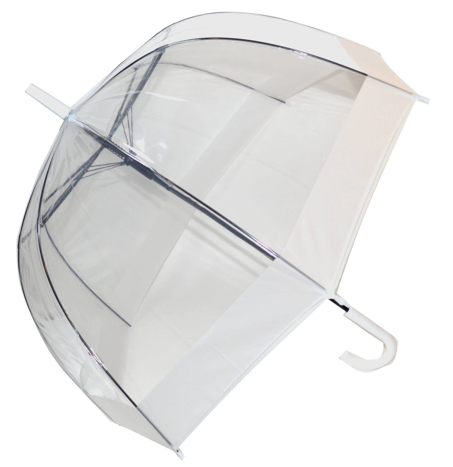 Everyday Walking Stick Style Clear Dome Umbrella with White: White