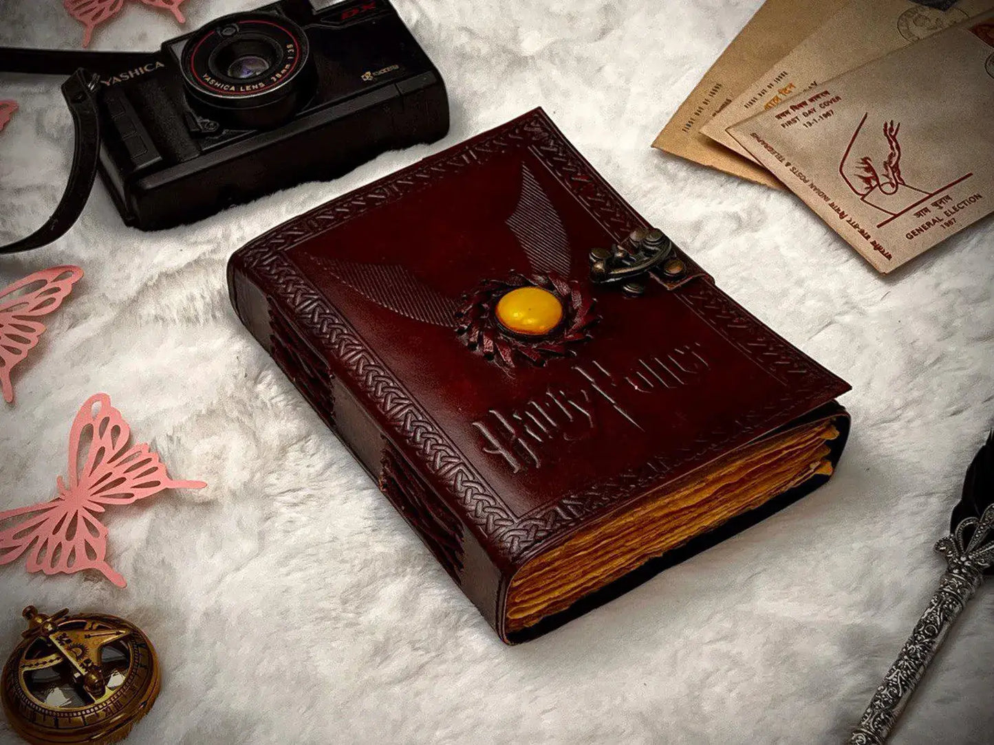 Leather Journal Vintage Notebook with Harry potter Embossed