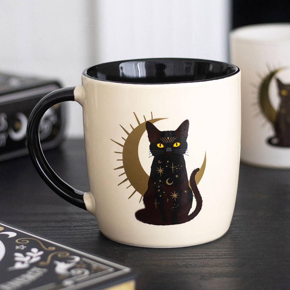 Sitting Magic Black Cat Mug