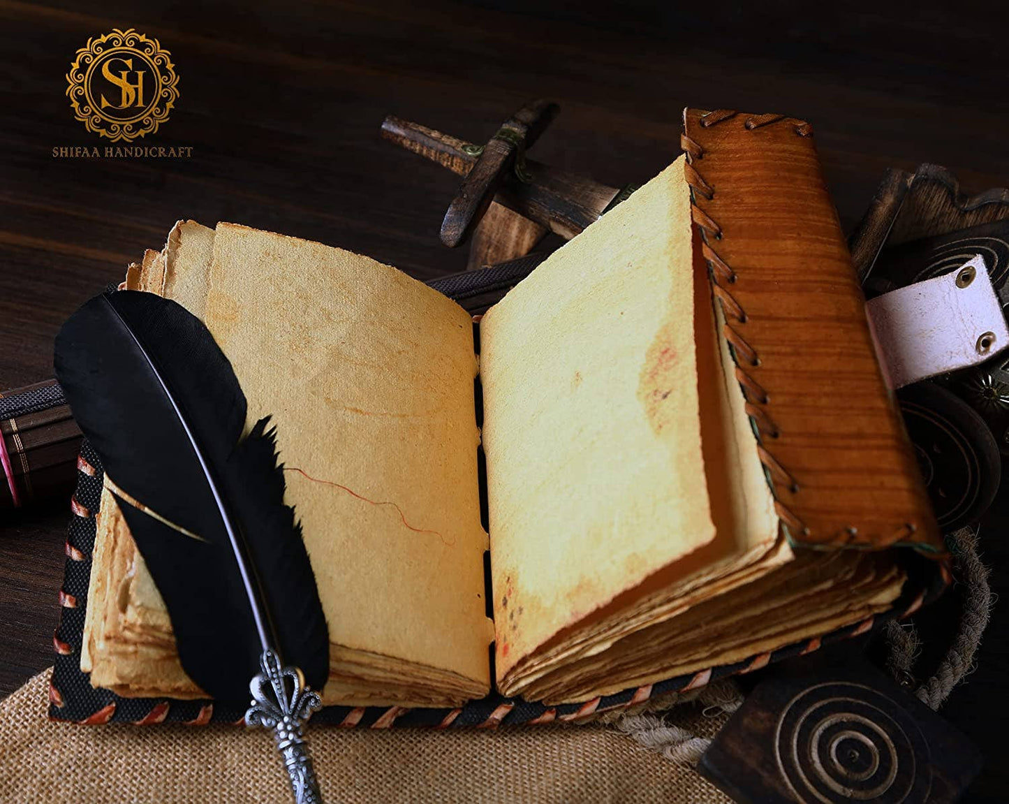 Mystic Eye Leather Journal Grimoire with Antique Lock