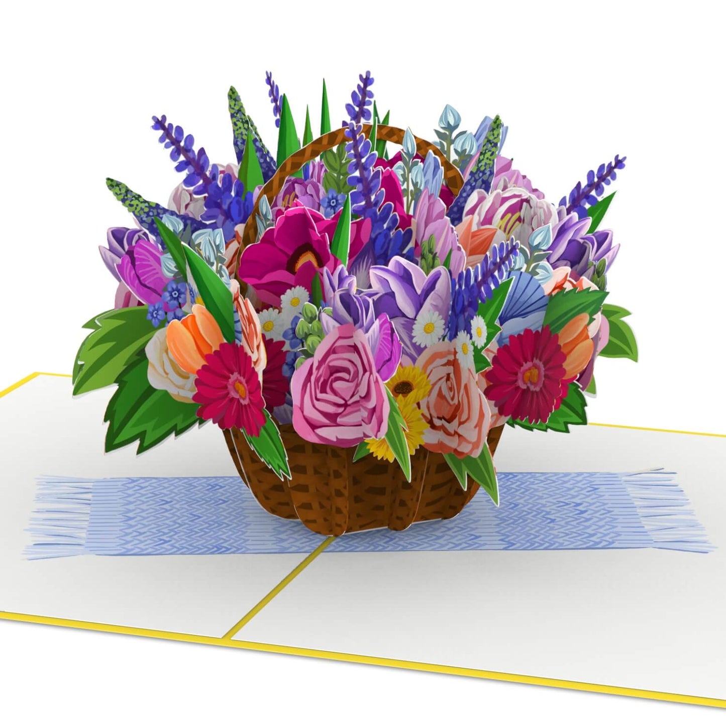 Colourful flower basket pop-up card | greeting card, greeting card