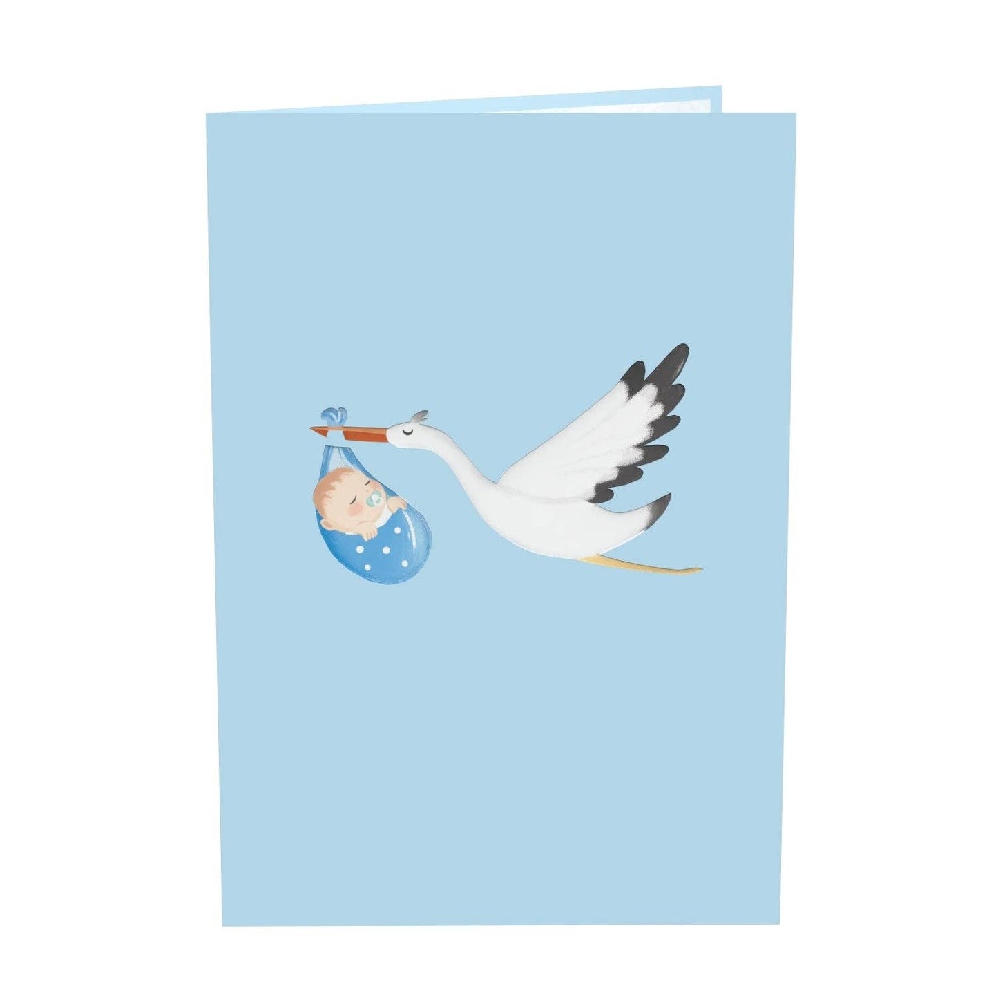 Stork & Baby (blue) pop-up card | 3D birth card