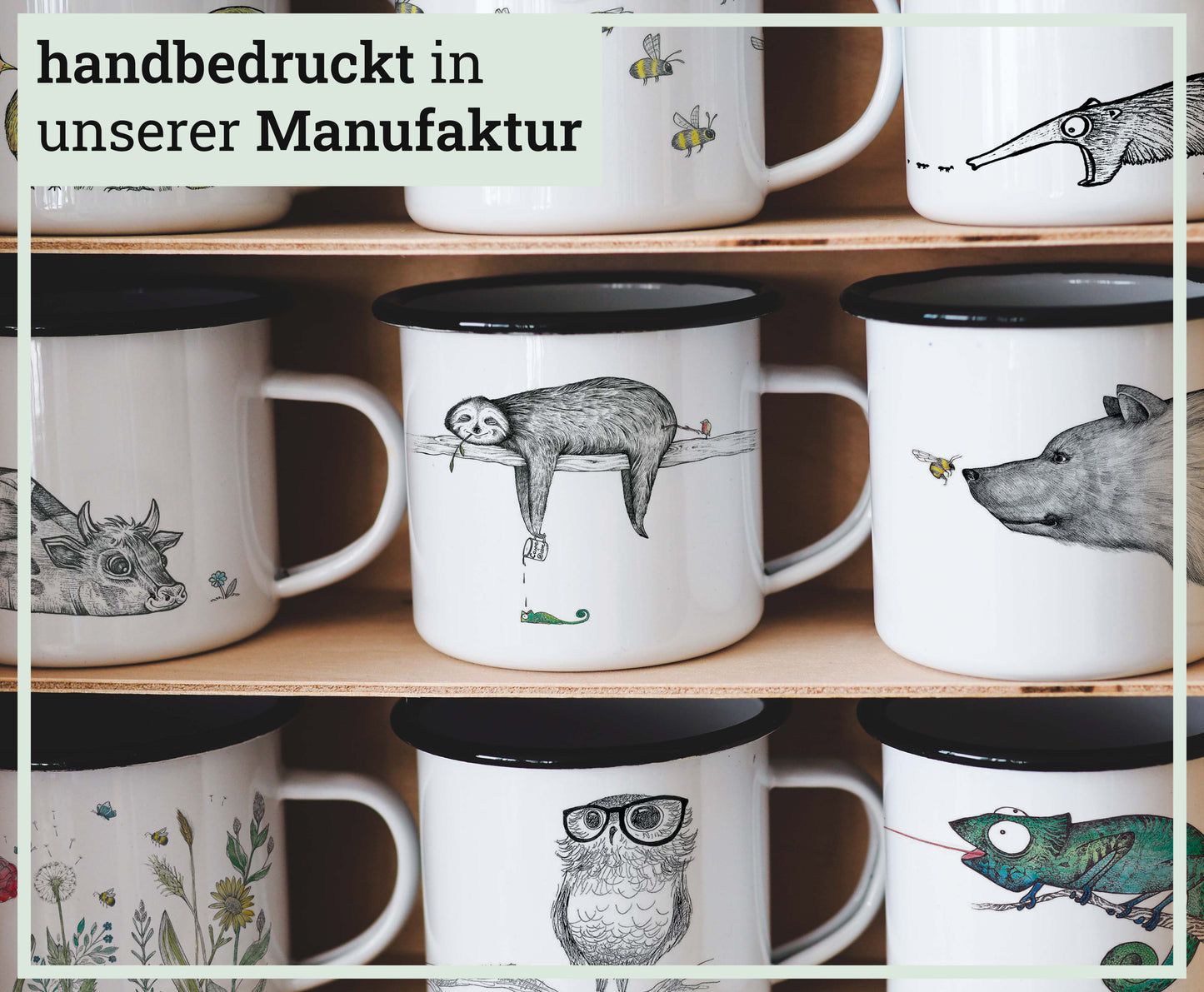 Enamel mug - fox in chicken fur: 300 ml