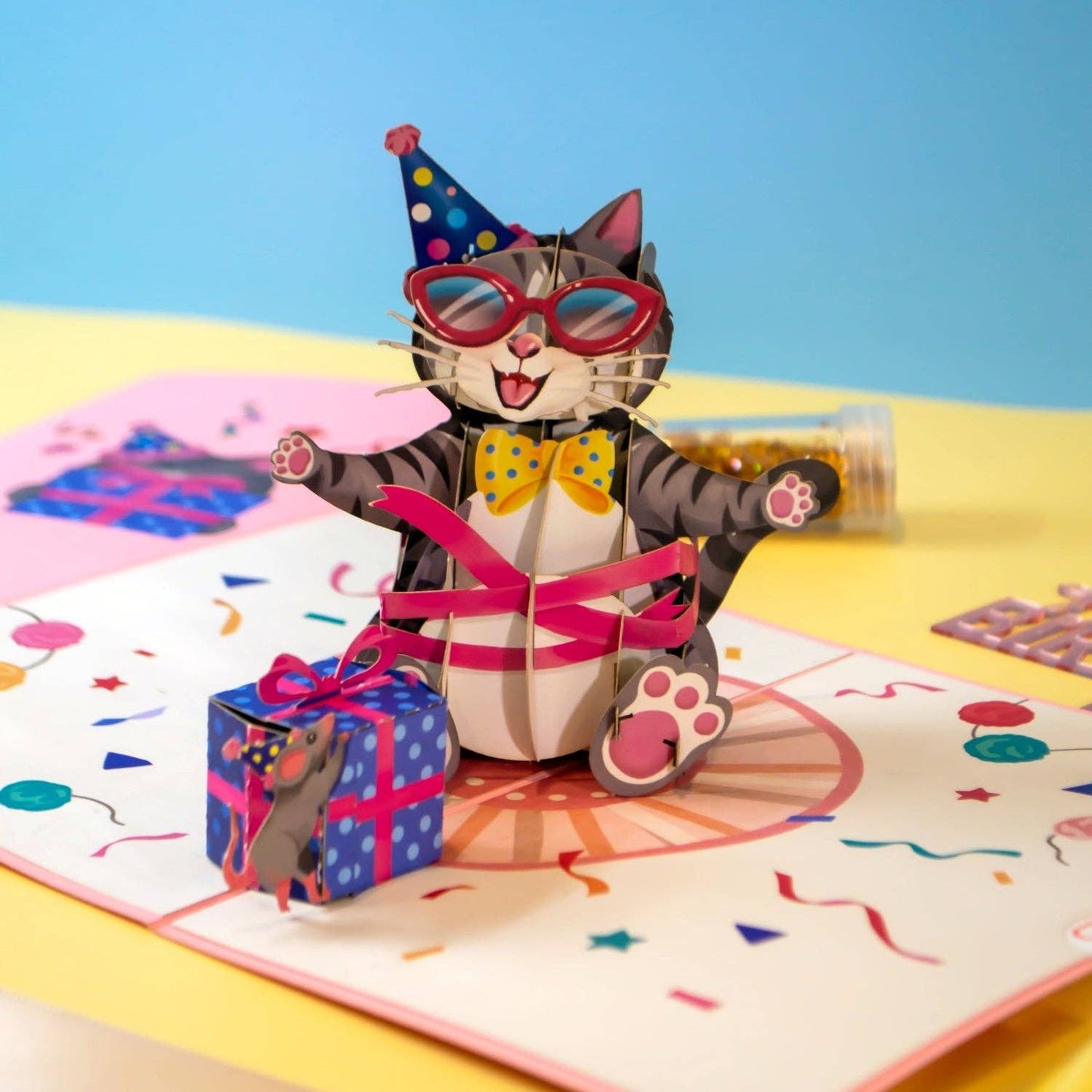 Birthday cat pop up card