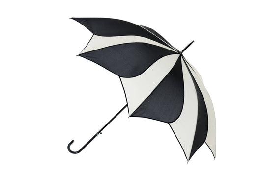 Black and Cream Swirl Walking Stick Umbrella - EDSSWB/C: Black