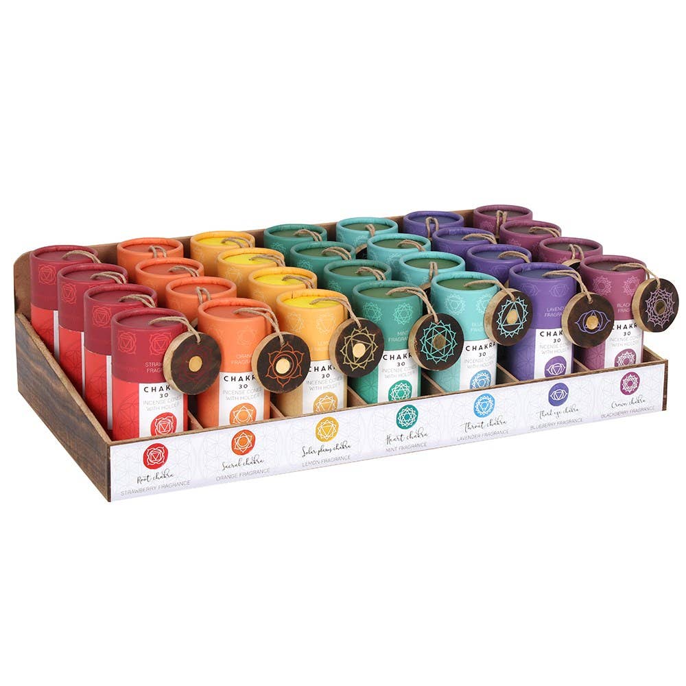 Set of 28 Chakra Balancing Incense Cone Gift Sets in Display