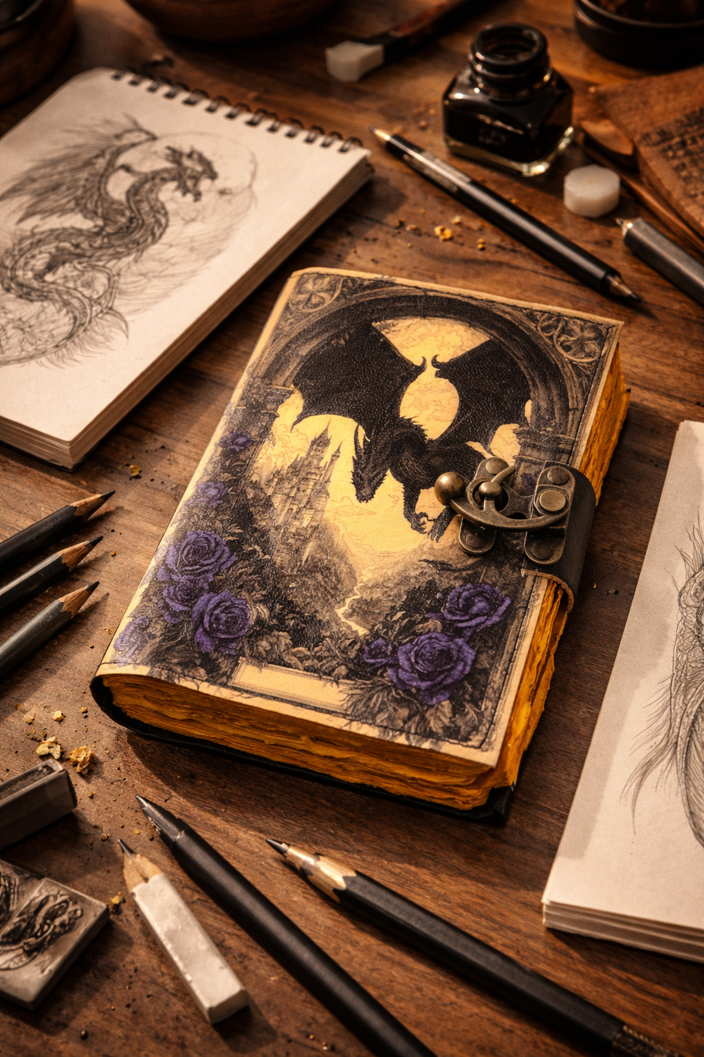 Leather Journal Blank Vintage Grimoire Notebook Diary