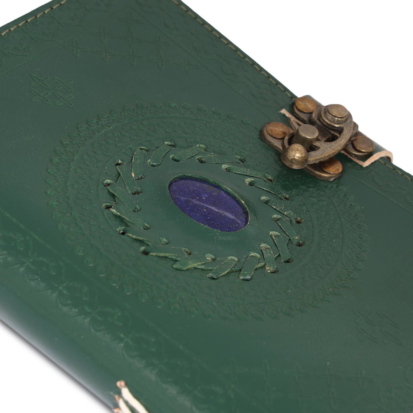 Leather Journal with Stone Mandala Embossed Travel Notebook
