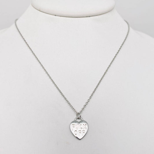 "FUCK OFF" Gold Plated Heart Pendant Necklace