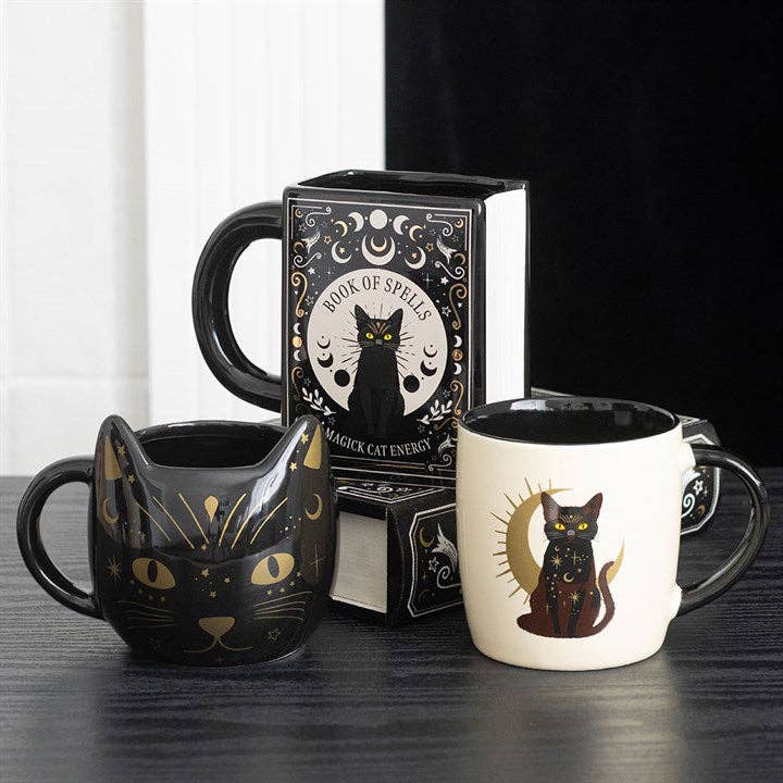 Black Cat Magick Book of Spells Book Shaped Mug