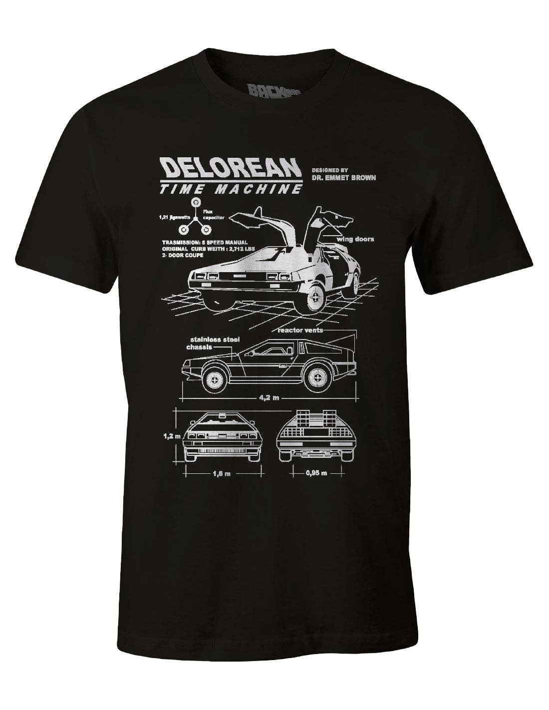 Back to the Future T-Shirt - Delorean Blueprint: Black / Man / L