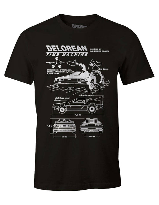 Back to the Future T-Shirt - Delorean Blueprint: Black / Man / L